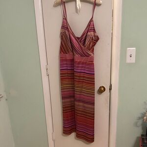 Banana Republic Silk Striped Multicolor Sleeveless Dress